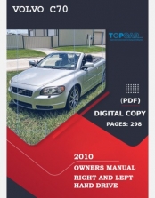 VOLVO C70 2010 OWNERS MANUAL RHD & LHD